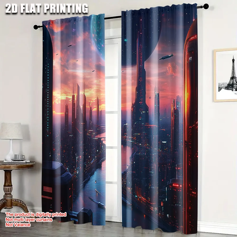 

2pc, Drapes high-rise buildings 100% Polyester,Without Electricity Spring Party & Holiday Decor Applies to Holiday Celebrations