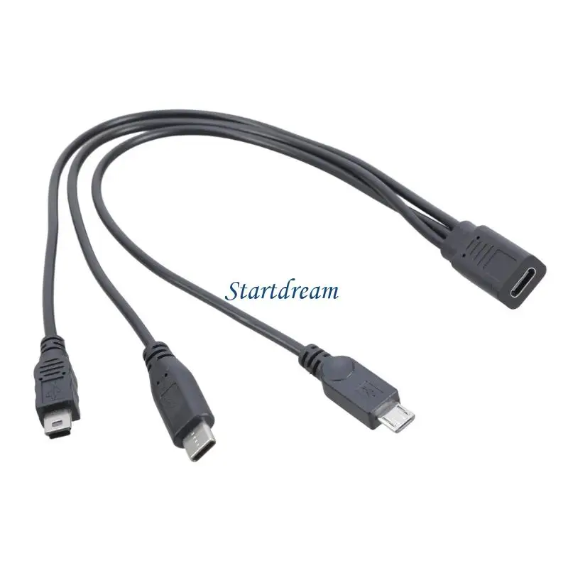 Multifunctional Type C Female to Type C Mini Splitter Cord Charging Cable Line For Electronics Mobile Devices 30cm Long K92C
