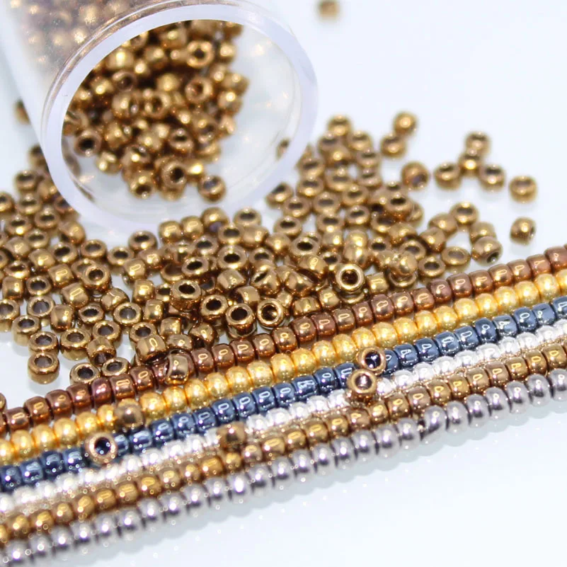 Metallic Color TAO Round Beads 2.0MM 10Grams/Tube  Japanese Glass Beads For DIY Needle Work Dress Adornment