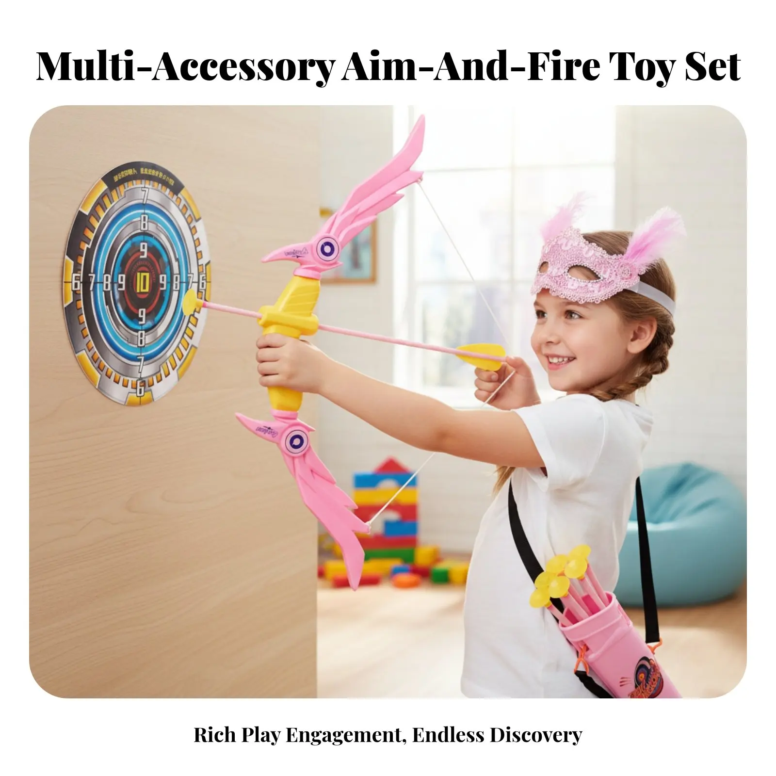 

Набор для стрельбы из лука с присосками и мишенью: игрушка для занятий спортом в помещении и на улице, с наплечной сумкой