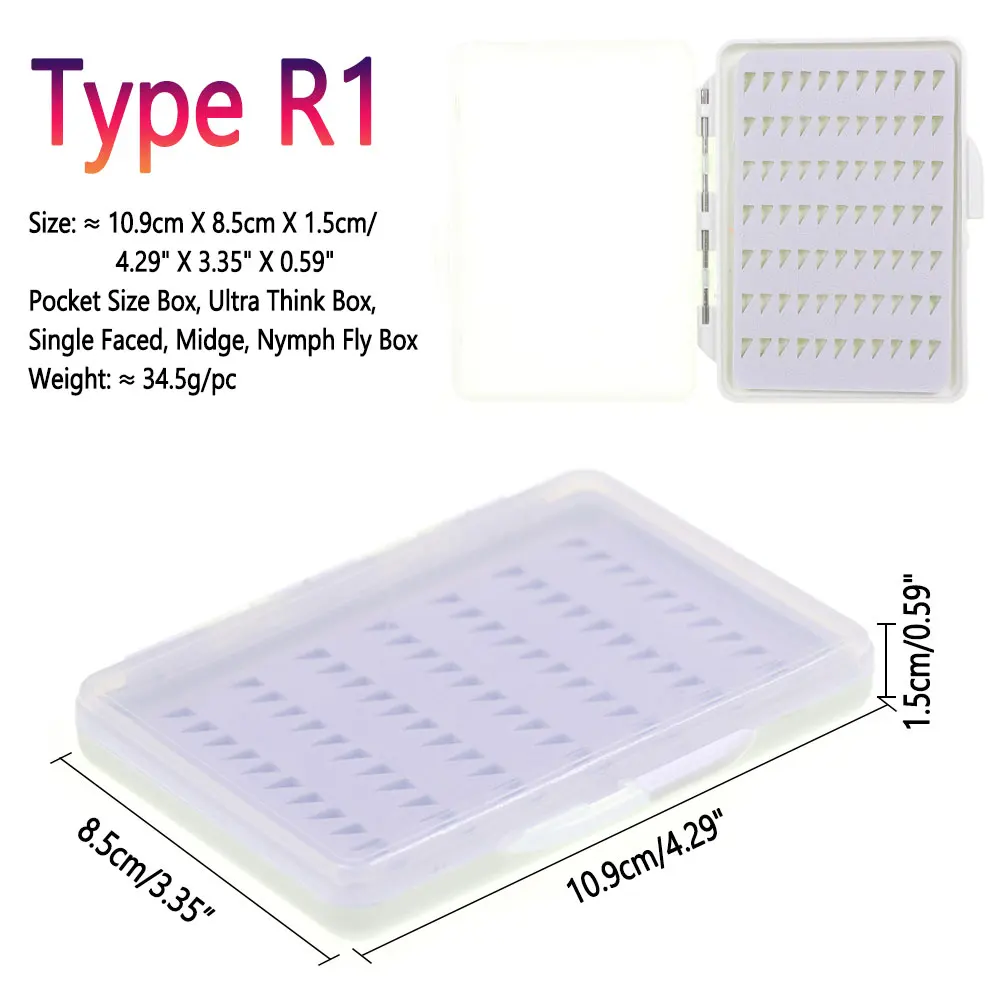 Bimoo Transparent Ultra-Thin Fishing Fly Box Midge Nymph Flies Trout Fishing Hook Lures Bait Storage Box Case Container Tackle