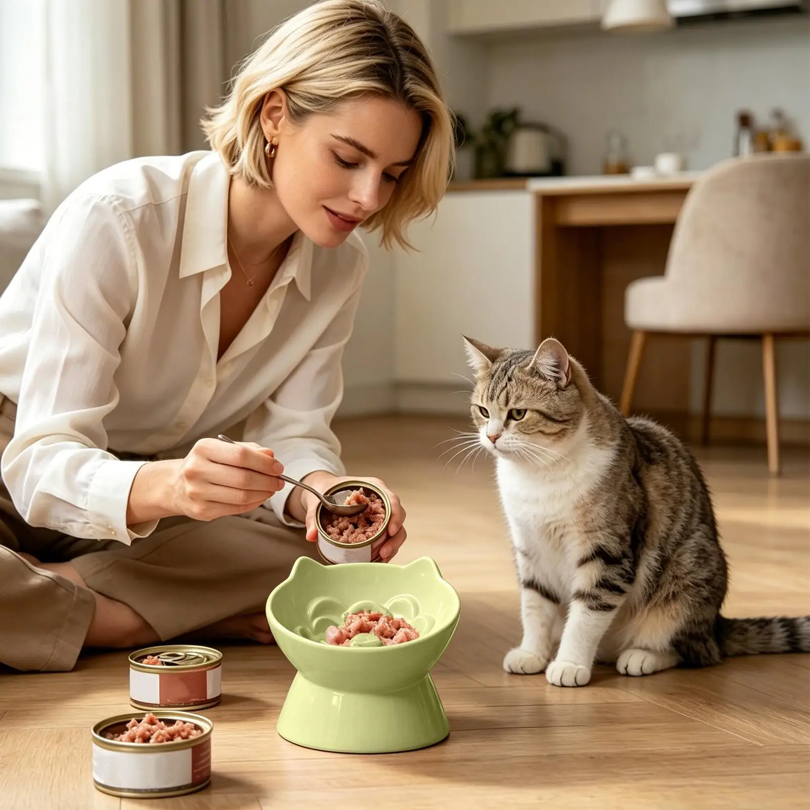 

Elevated Cat Bowls Ceramic Water Dish Lifted Cat Food Bowl For Home Kitchen Dining Area Living Room Apartment Patio