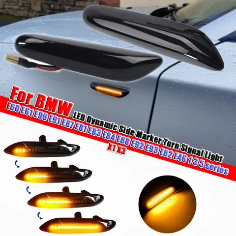 다이나믹 LED 턴 시그널 라이트 사이드 마커 BMW E60 E61 E90 E91 E87 E81 E83 E84 E88 E92 E93 E82 E46 1 3 5 시리즈 x1 x3 2004