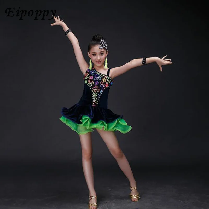 ชุดเต้นบัลเลต์สำหรับเด็กชุดเล่นสเกตบอลห้องบอลรูมเครื่องแต่งกายแนวแจ๊สสำหรับเด็กชุดเดรสเต้นรำละติน