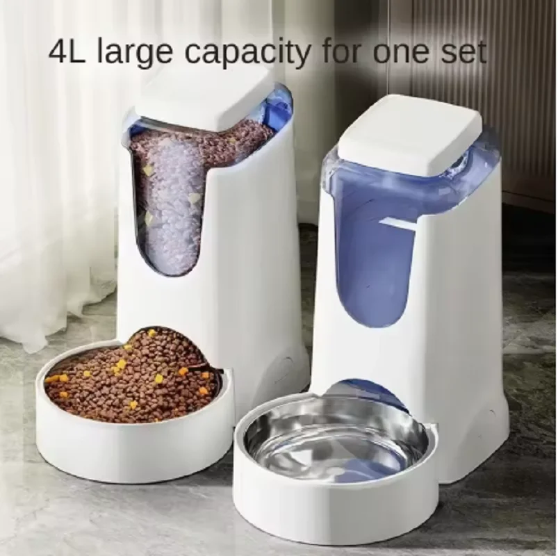 

Automatic Cat Feeder and Water Dispenser in Set with Pet Food Bowl,Gravity Dog Waterer and Food Feeder for Large Capacity