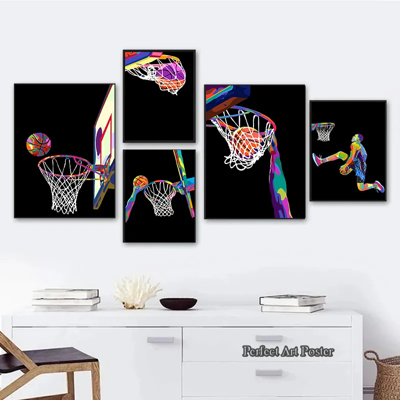 Sport Basketball Pop Art Poster Canvas Painting Abstract Ball Wall Art Picture Morden Pop Art Wall Decor Boys Room Decoration