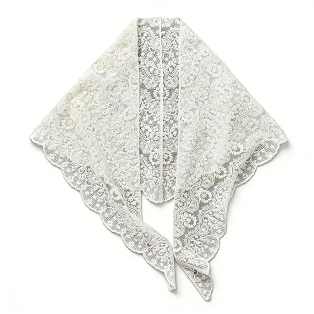 

Fashion Flower Embroidery Lace Flower Hair Scarf Cute Thin Bandanas for Women Chic Style Bohemian Skirt Extender