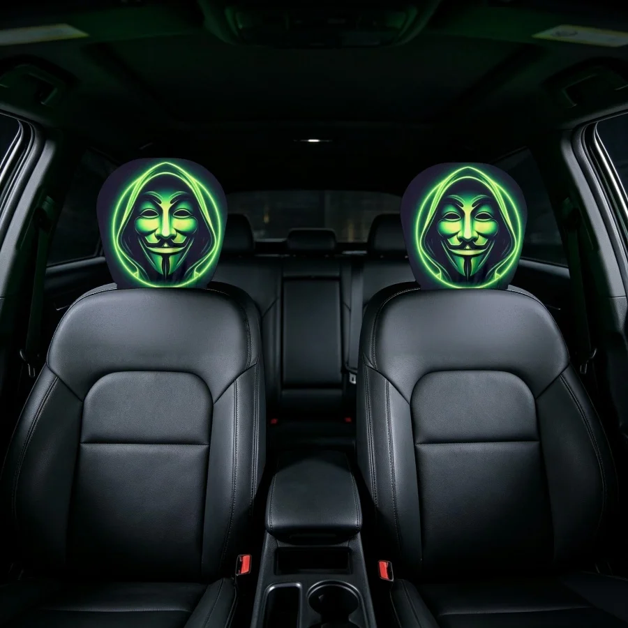 Skeleton-themed fun car headrest cover, universal elastic printed headrest cover, Halloween fun car interior decoration