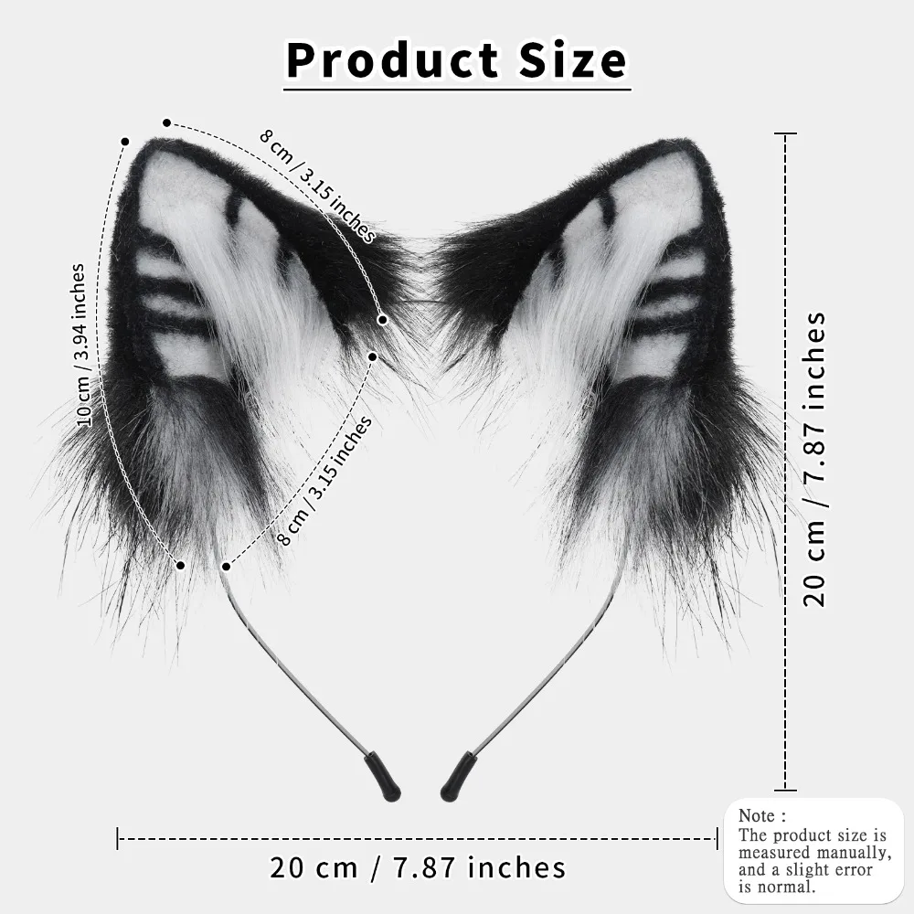 Animal Fox Cat Dog Ears Headband Handmade Faux fur Headwear Parties Cosplay Headpiece 2