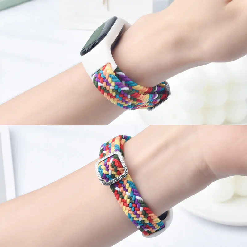 Pulseira de náilon para xiaomi mi band 7 6 5 pulseira esportiva ajuste substituição com pulseira respirável para xiaomi mi band 5 4 3