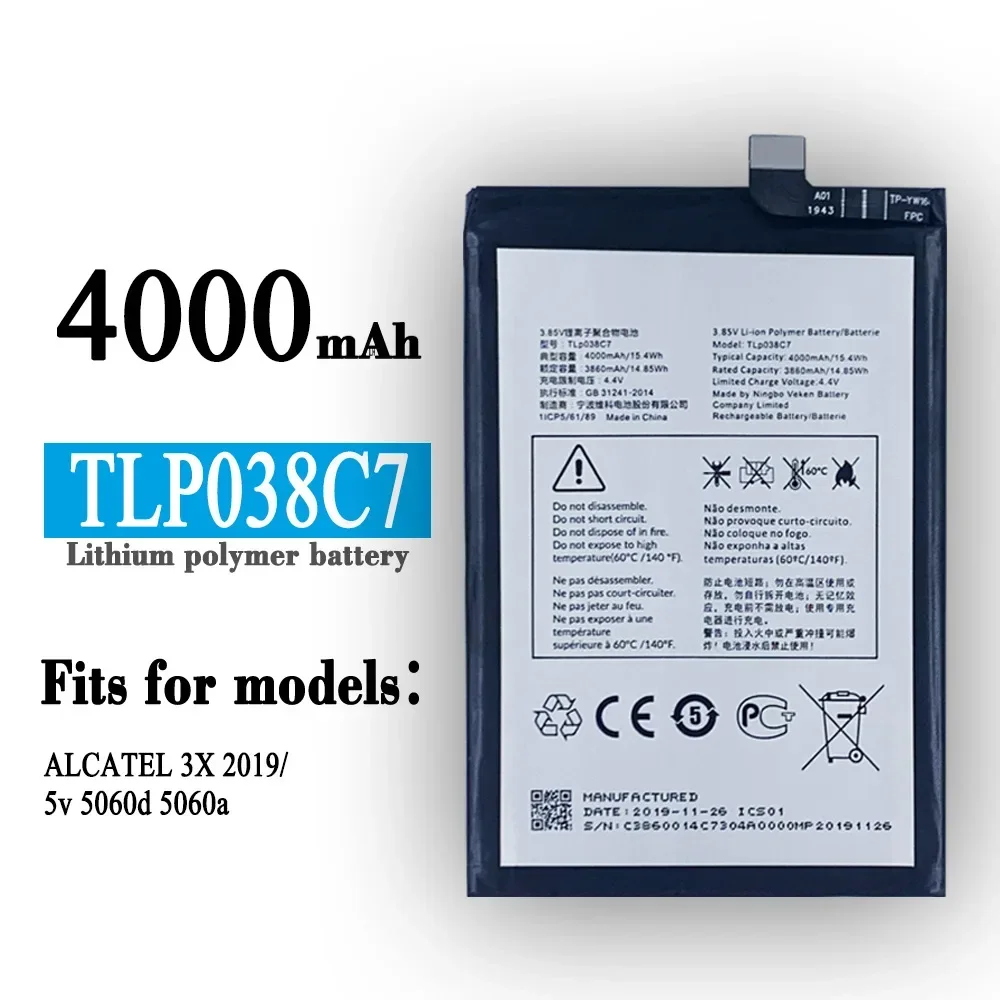 TLP038C7 High Quality Replacement Battery For Alcatel 3X 5v 5060a 5060d Built-in Large Capacity Lithium Latest Batteries