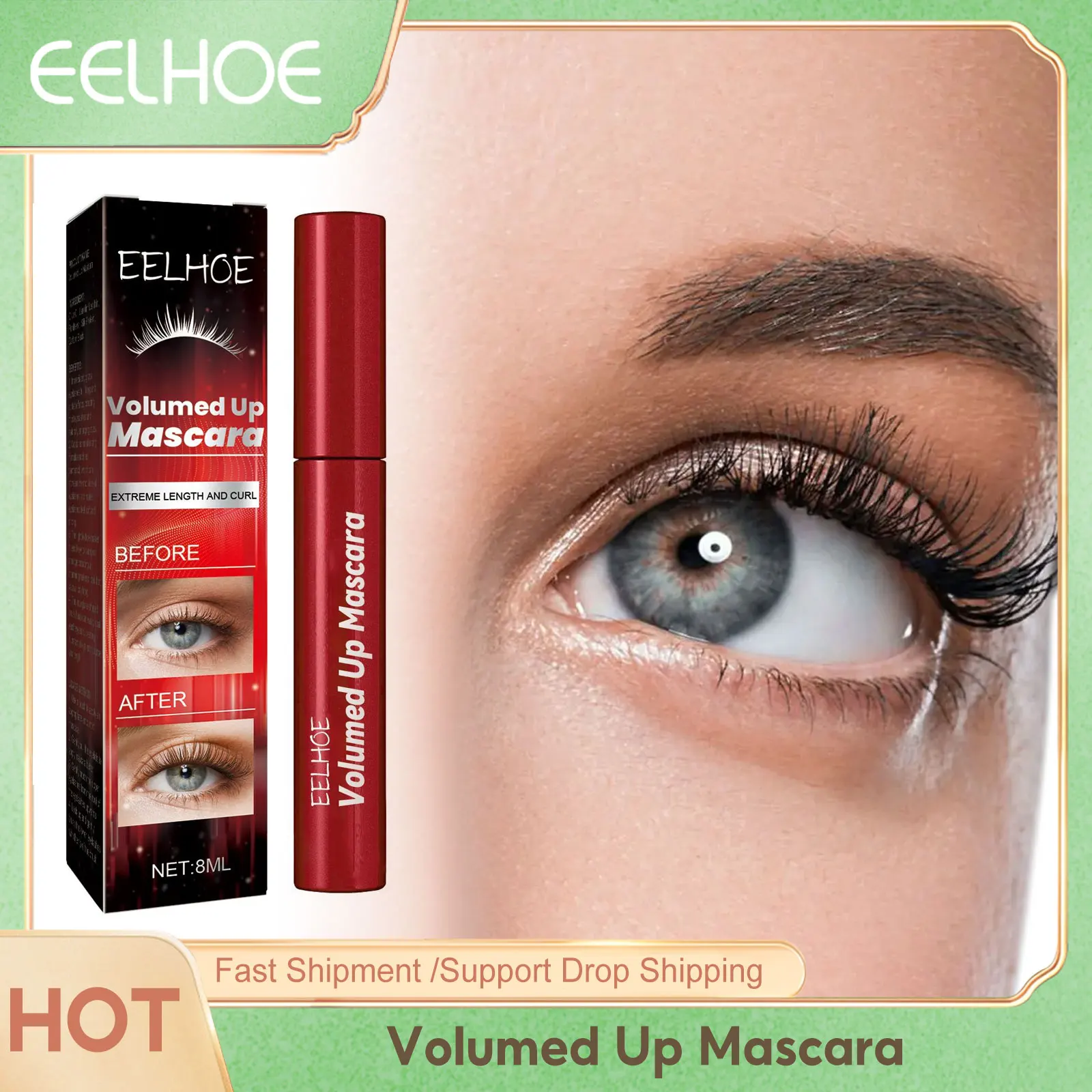 EELHOE Volumed Up Mascara À Prova D' Água Curl Grosso Alongamento Cílios Levantamento Cílios Hidratante Mascara Natural Maquiagem Produtos