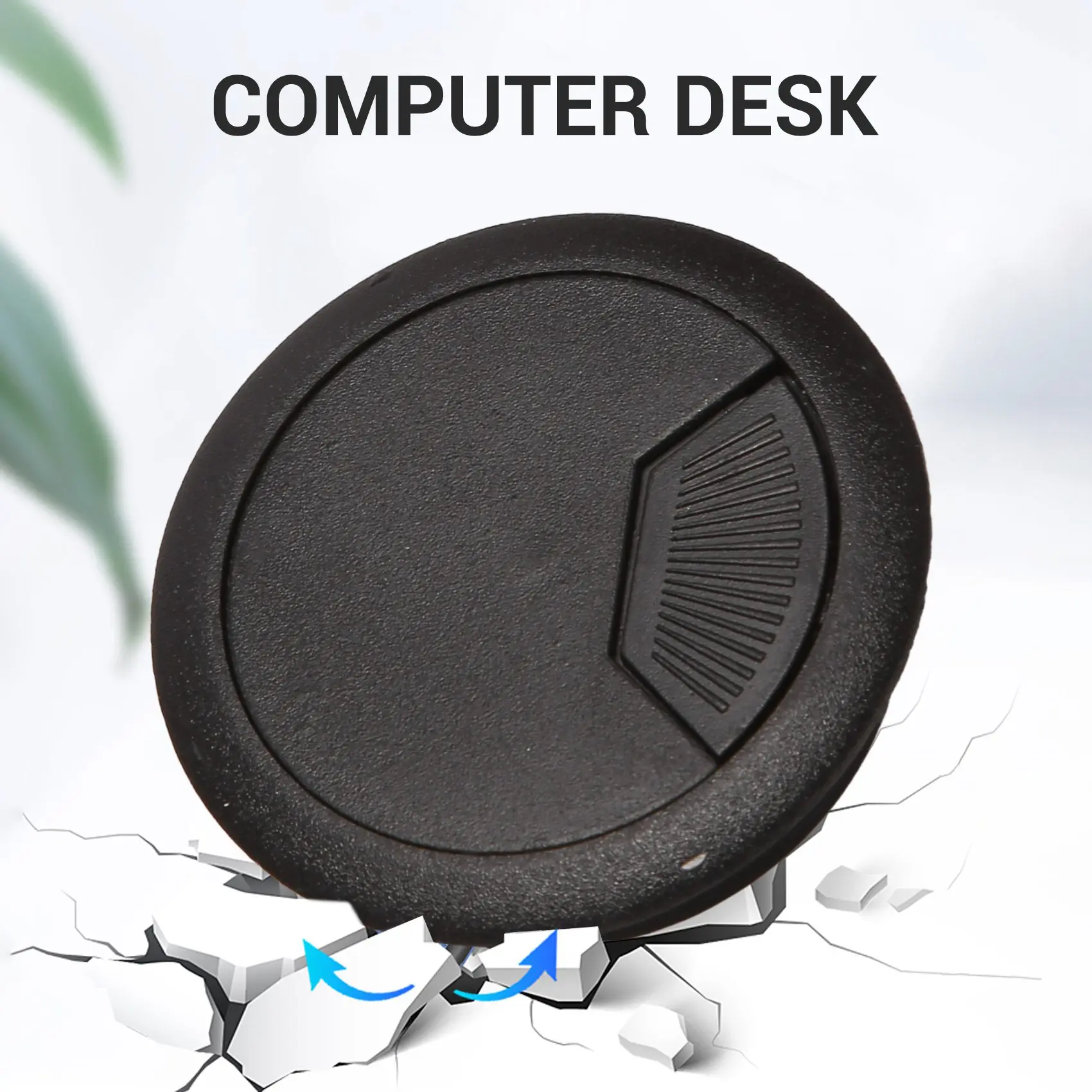 Black Desk Cable Grommets, Cabo De Fio, Tampa Do Furo, 50mm De Diâmetro, 2 Pcs