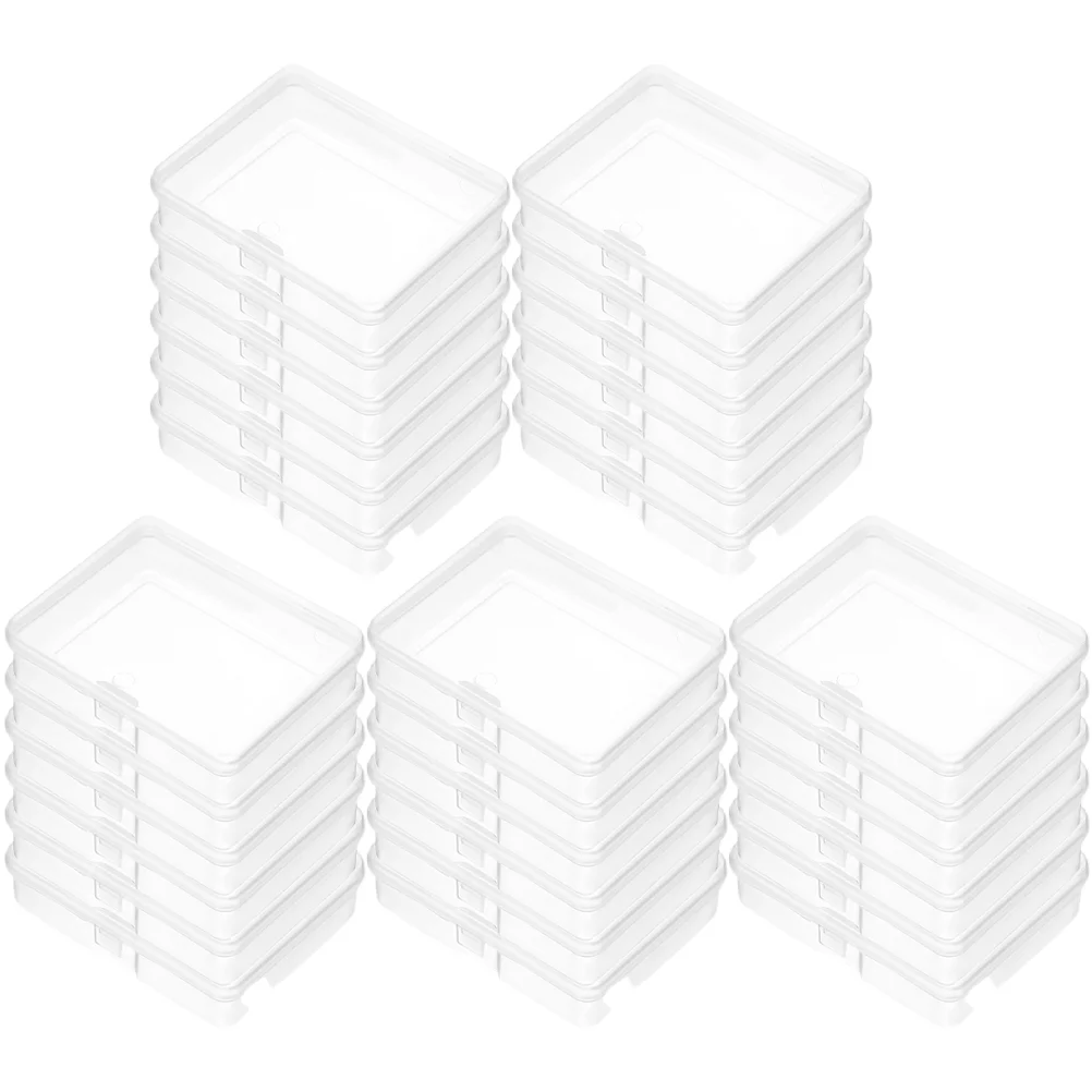 30 Pcs Empty Hinged Lid Container Storage Box Mini Plastic Containers for Organizing