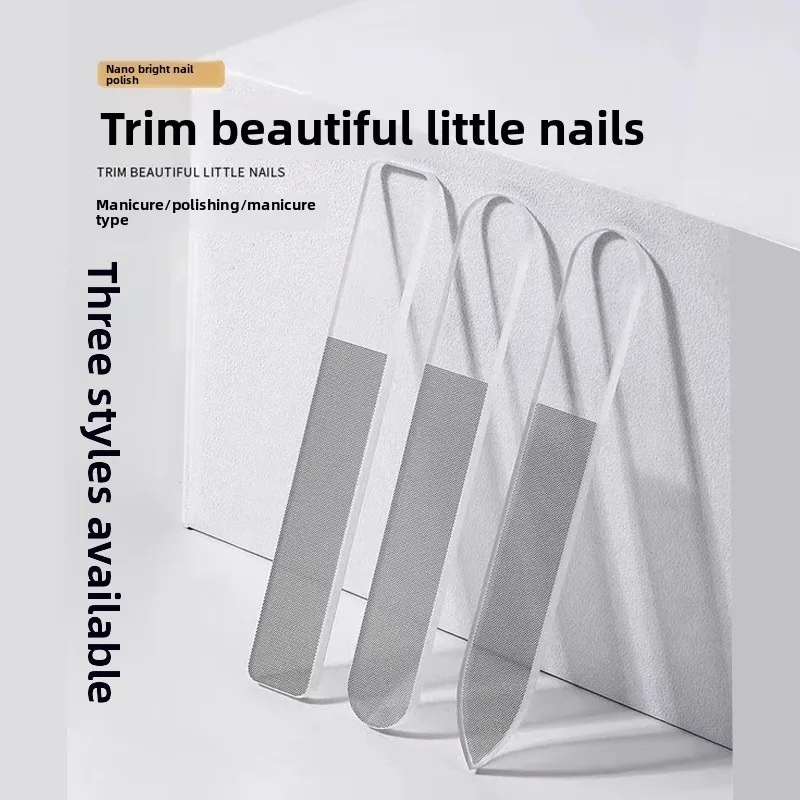 

Набор профессиональных инструментов для маникюра: 1/3 прозрачной стеклянной пилки для ногтей, шлифовальной бумаги, полировочной и заточной пилки, стеклянной нано-пилки для ногтей.