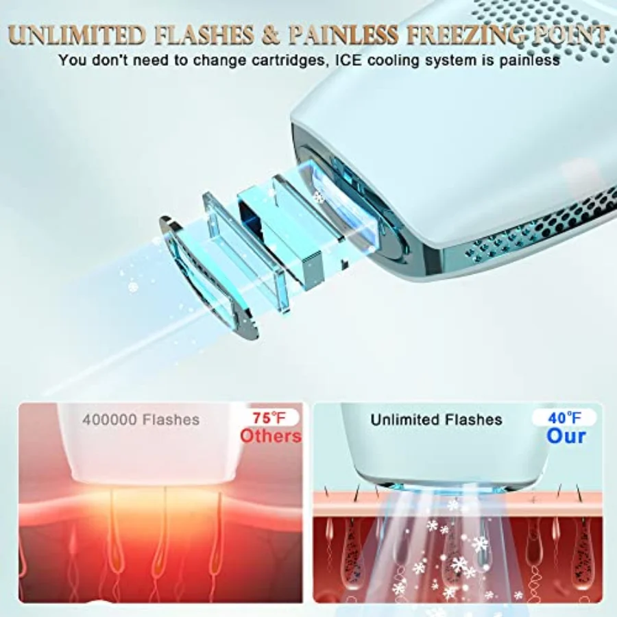 DEESS GP590 IPL Unlimited Flashes Laser Hair Remover Cooling System Home Painless Permanent Face Arms Armpits Legs Bikini Body
