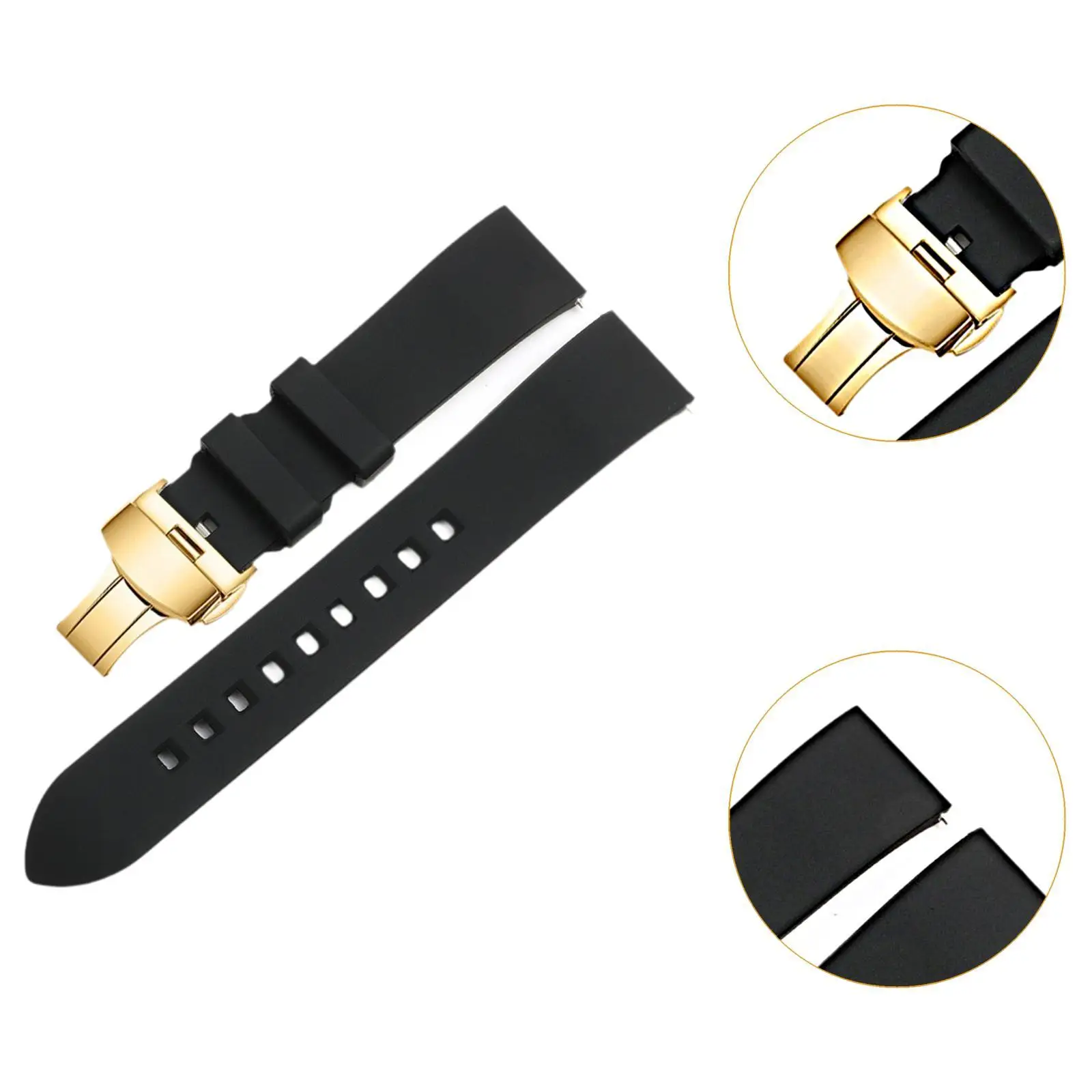 Silicone Watch Strap Butterfly Clasp Waterproof Sports Strap Replacement Strap