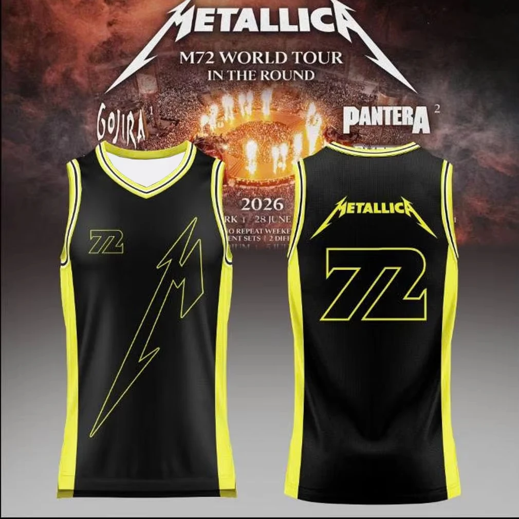 Metallica M72 World Tour 2026 Basketball Jersey Men's and Women's Summer Vest Breathable Quick Drying Family Matching Clothing