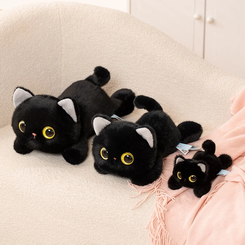 Levensechte grote ogen huisdier kitten knuffels gevuld zwart wit siamese ragdoll kat kitten poppen zacht gezellig dier sierkussen cadeau