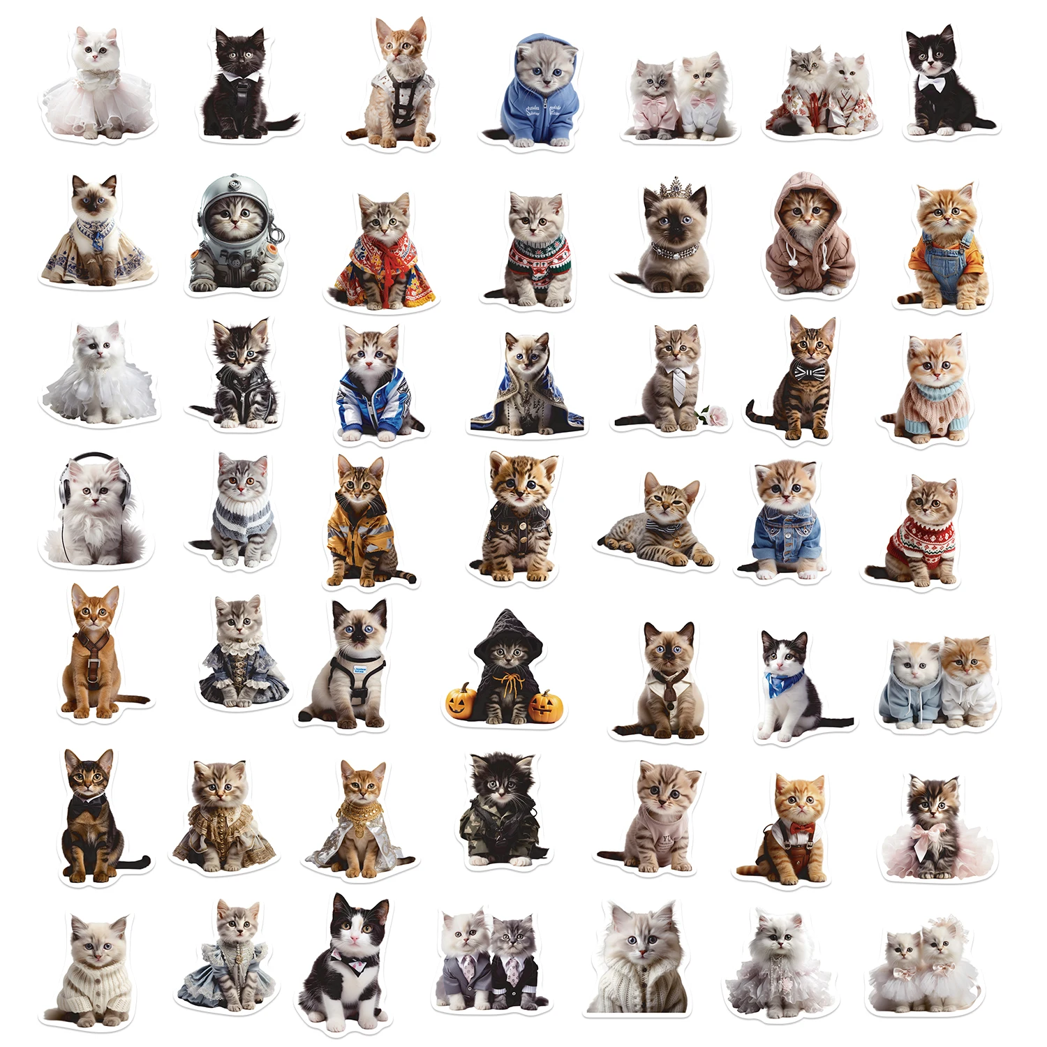 50PCS Cute Cat Animals Kawaii DIY Stickers For Waterproof Skateboard Laptop Phone Diary Car Vinyl PVC Decoration Stickers