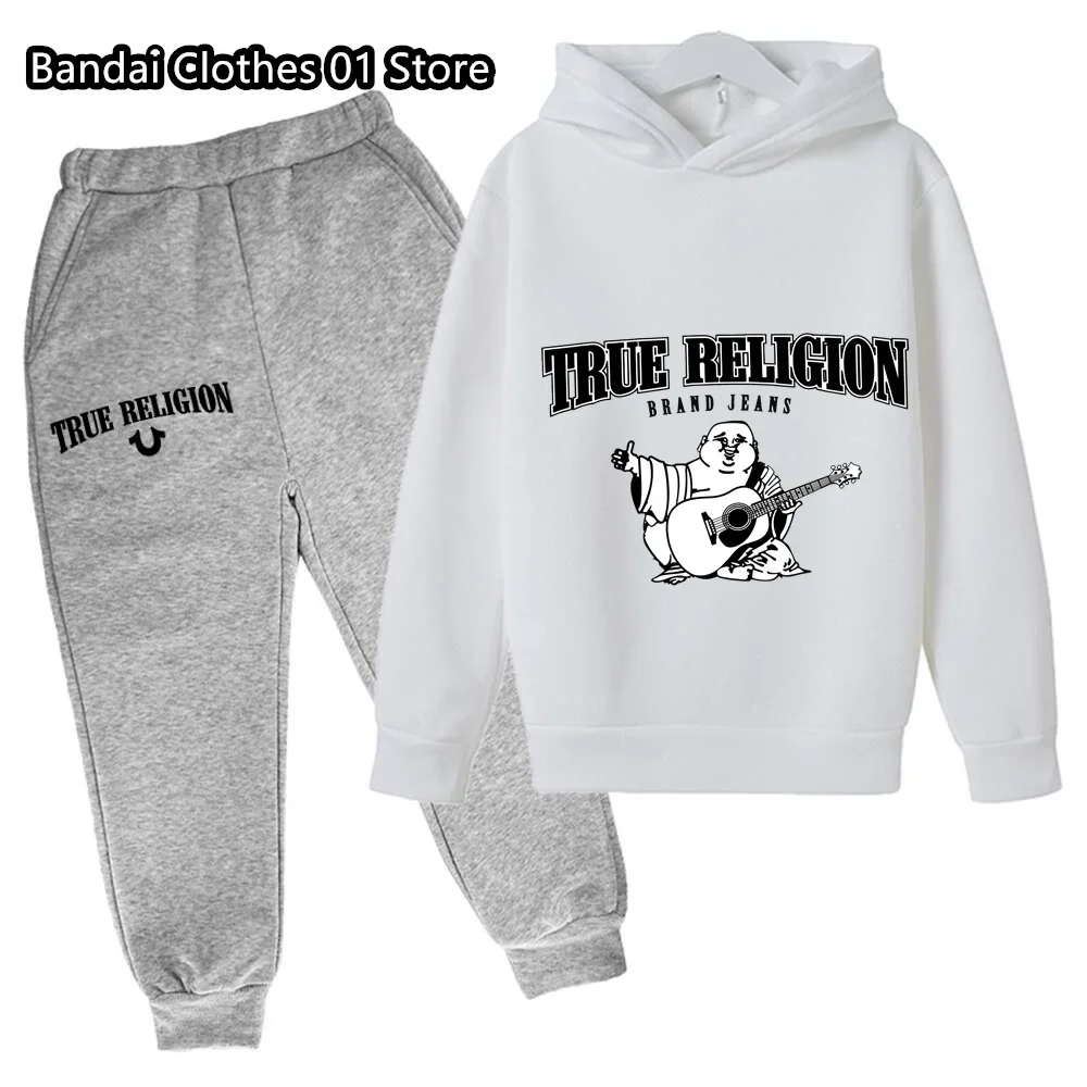 True Religion Printed Autumn Pure Cotton Clothing Set Toddler Girl Clothes for Children From 1 to 12 Years Suit for Girls Casual