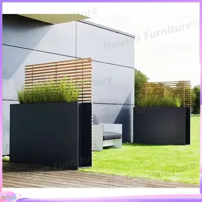 Weathering Steel Metal Flower Pot Black White Outdoor Garden Planter Box Rustic Corten Steel Planters for Patio Yard Home