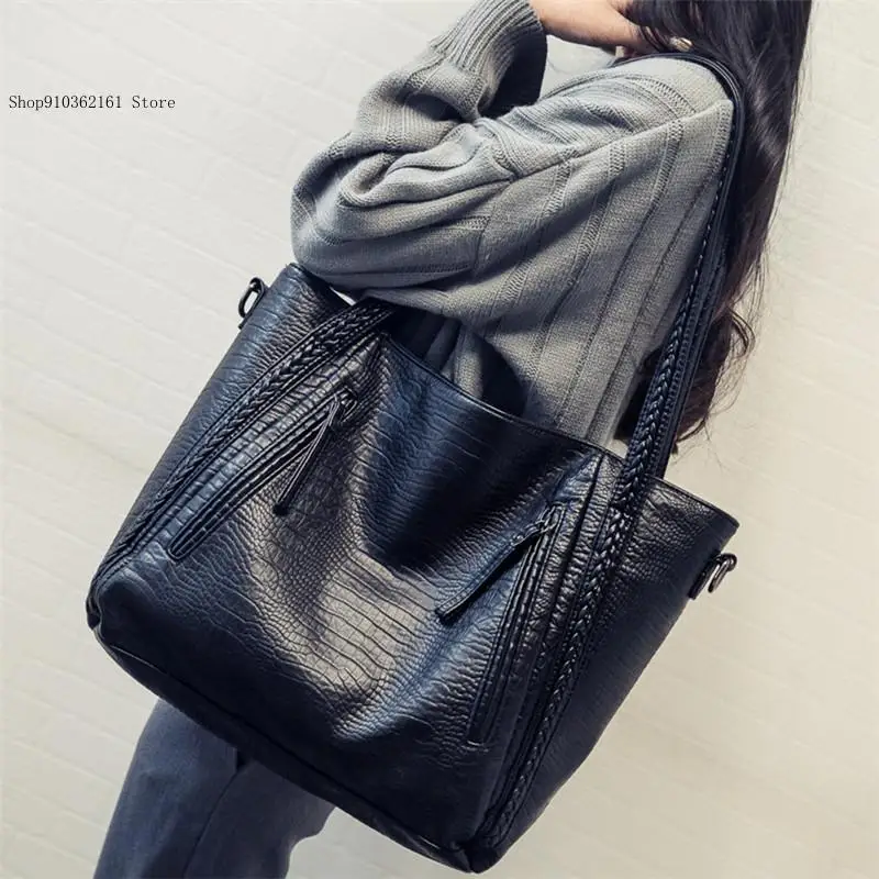 Large Capacity Handheld Crossbody Women's Tote Bag Korean Version Crocodile Pattern Single Shoulder Women's Bag