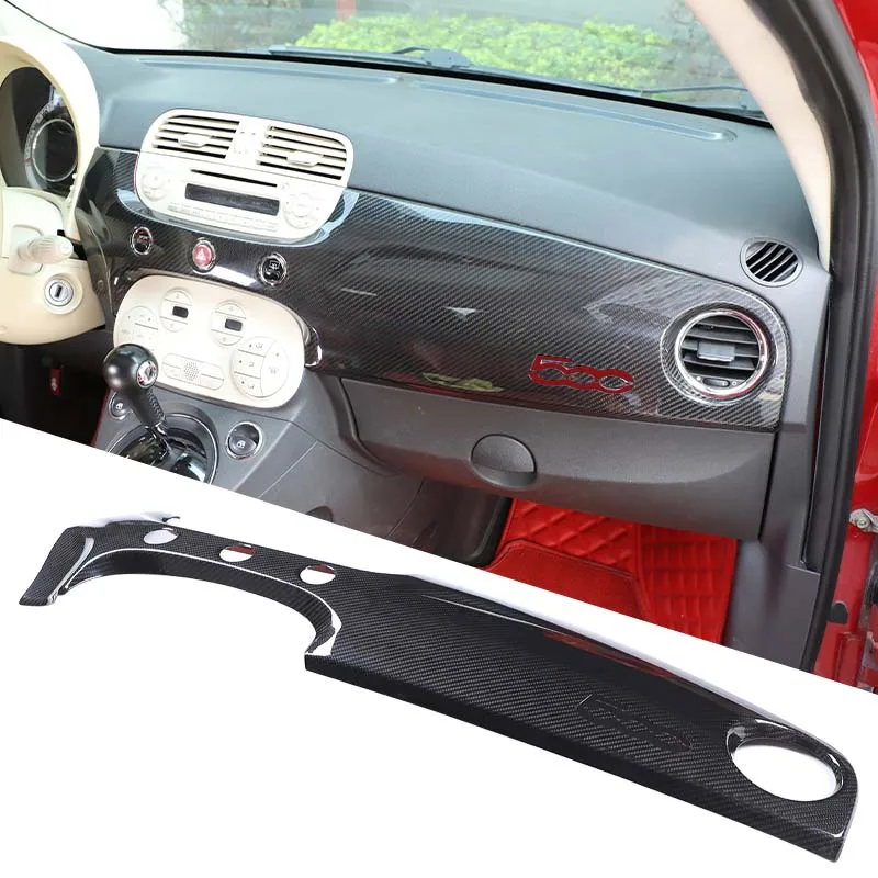 

Real Carbon Fiber Car Interior Dashboard Panel Cover Trim Decoration Stickers For Fiat 500/Abarth 595 695 595C 695C 2016-2024