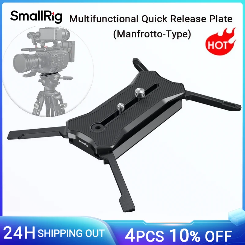 SmallRig Multifunctional Quick Release Plate Manfrotto-Type Support Foldable Quadruped for Camera Lenses Within 7.87inch 3912