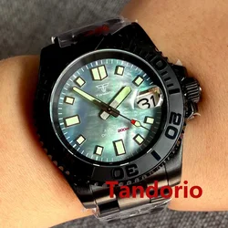 40mm Tandorio Mother of Pearl Shell Dial Black PVD Watch Case Sapphire Glass Date Japan NH35A Automatic Men's Watches Luminous