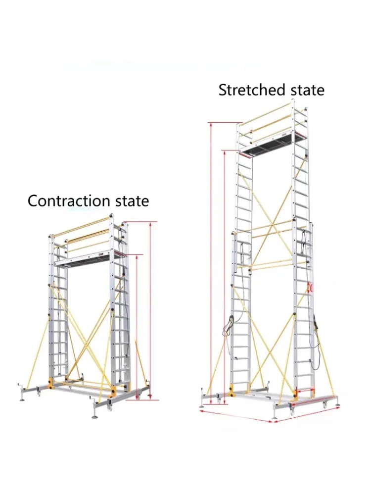 Aluminum alloy scaffolding folding mobile climbing aerial work platform telescopic ladder