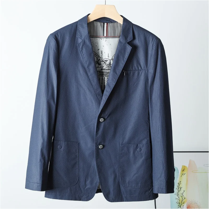 

Breathable Comfortable Men's Faion Slim Fit Busin Casual Suit Top Pure Color Spring Summer Lightweight Luxury Simple