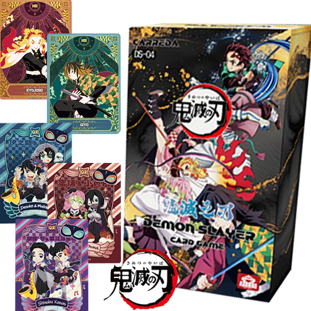 

Demon Slayer Cards Booster Box Highly Popular Anime Characters Kawaii Makeup Ball Theme QR Cards Collection Kid Table Toy Gift