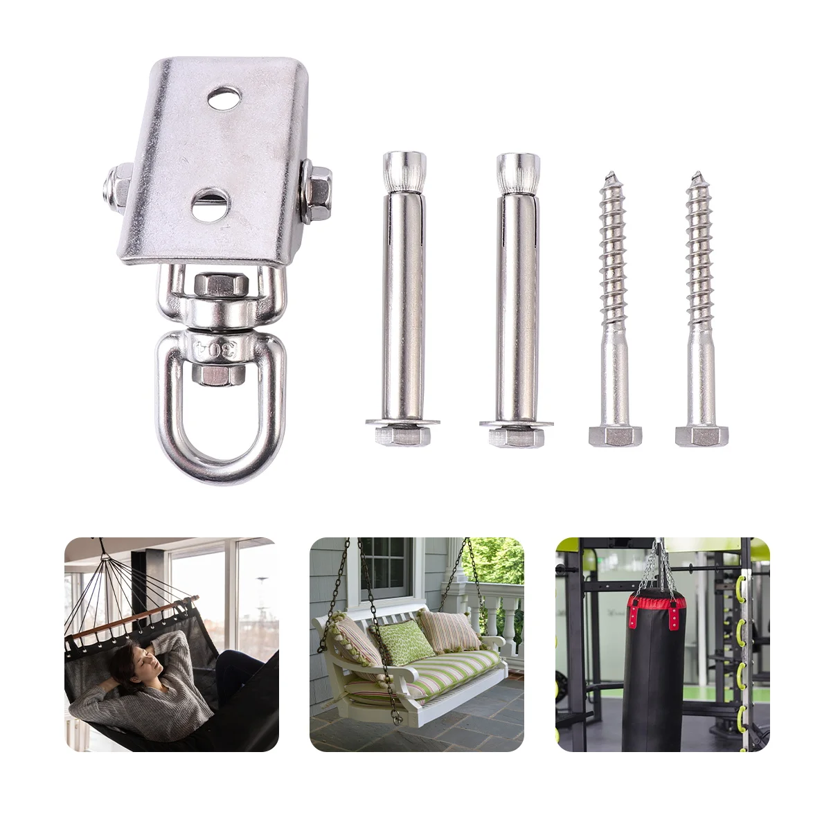 

1 set Stainless Steel 360° Swivel Swing Hanger Heavy Duty For Hammock Chair Hanging Kit Outdoor Furniture Support