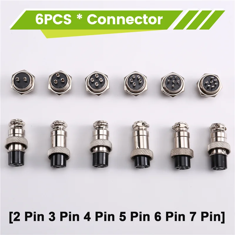

A7THK-6PCS GX16 2 3 4 5 6 7 Pin Aviation Plug Connector Docking Socket Waterproof Circular Connectors