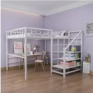 Children\'s small apartment up and down princess bed dormitory multi-functional loft elevated single apartment iron buckle bed