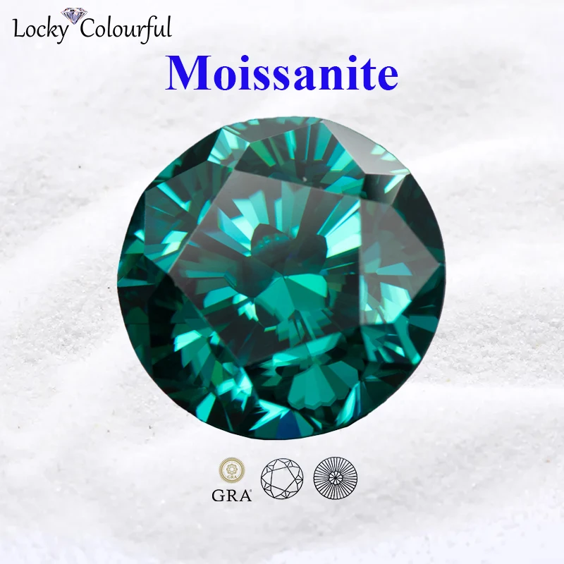 

Moissanite Round Shape Natural Emerald Green Color Sakura Cutting Bead for Charms DIY Jewelry Making Ring with GRA Certificate