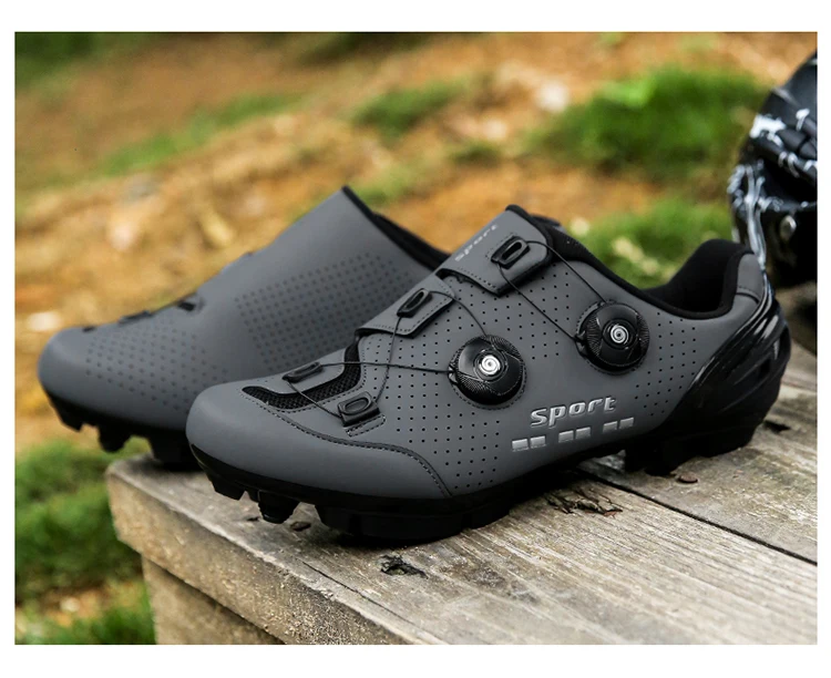 Herren- und Damen-Mountainbike-Schuhe, professionell, atmungsaktiv, harte Sohle, verstellbarer Knopf, MTB-Cleat, rutschfest, Offroad-Fahrradschuhe S – Detail 13