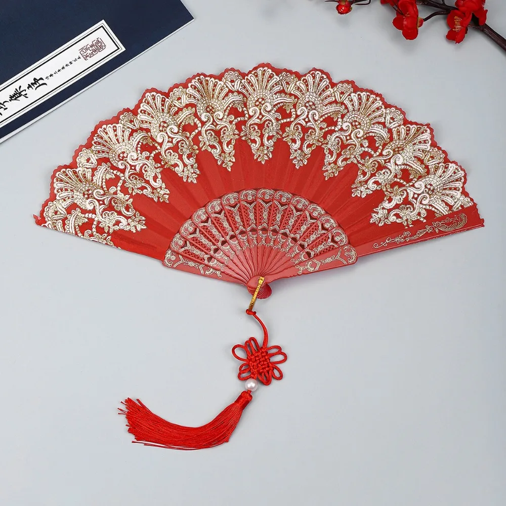 Embroidered Folding Fan Multicolors Photography Props Gold Blocking Fan Hot Stamping Handheld Fan Gifts