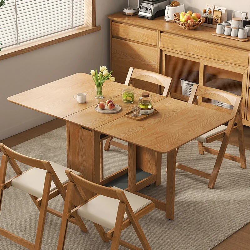 

Wabi Sand Wind All-solid wood folding dining table and chair combination Small apartment household removable