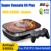 Super Console X4 Plus Retro Video Game Consoles For PSP/PS1/N64/MAME/SS/SNES/4K/8K HD TV Box Dual WiFi With Two Controllers
