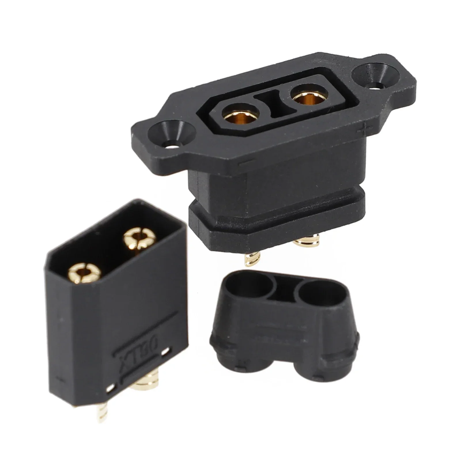 Conector de Bateria Banhado a Ouro Plugue Fêmea Xt90e Conector Montável Xt90 Soquete Preto Original Amass-xt90e-f