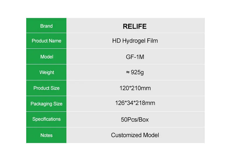 RELIFE GF-1M GF-5MS GF-6M GF-7MU GF-8M HD/Privacy/UV-Hydrogel-Folie zum Schutz des Telefonbildschirms, anwendbar auf C3 Mix Ultra – Detail 15