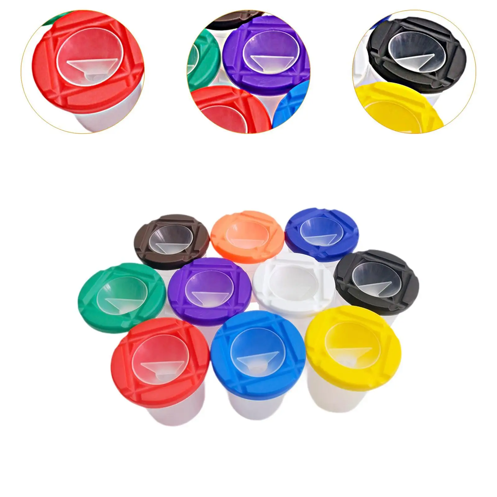 Tazas de pintura a prueba de derrames con tapa, taza de lavado, herramientas lavables, tazas para colorear para el hogar, proyecto de bricolaje, regalos de artesanía de acuarela, 10 piezas