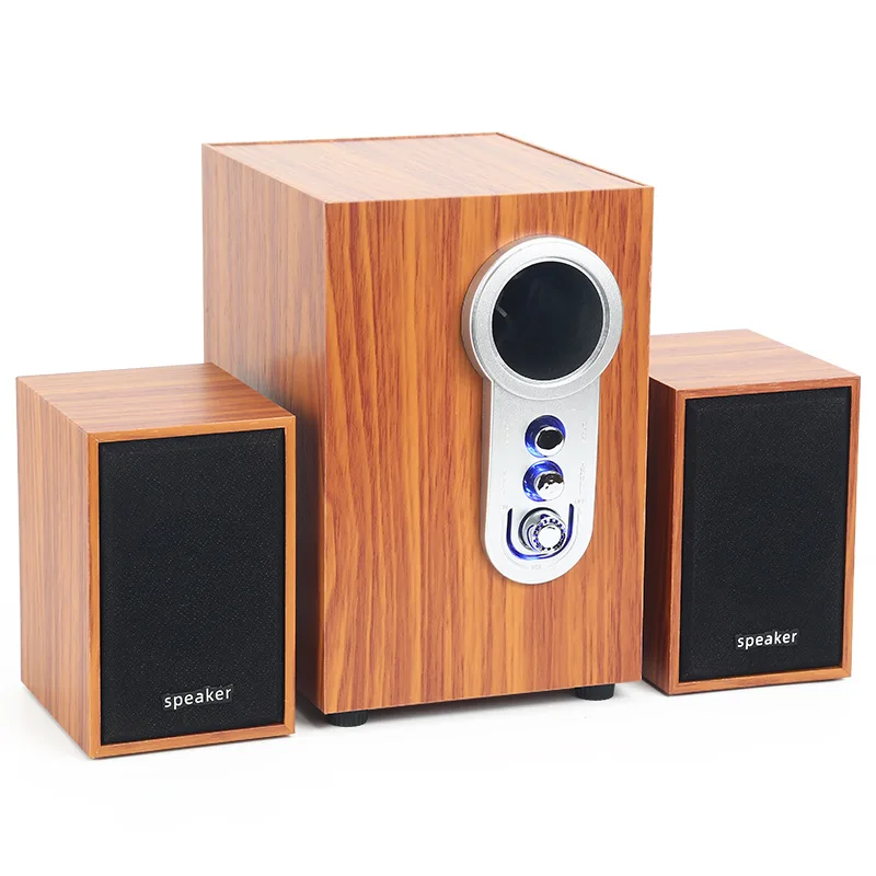 

2.1 Wooden Combined Subwoofer Bookshelf Speakers Multimedia Notebook Desktop Computer Wireless Bluetooth USB Wired Audio Boombox