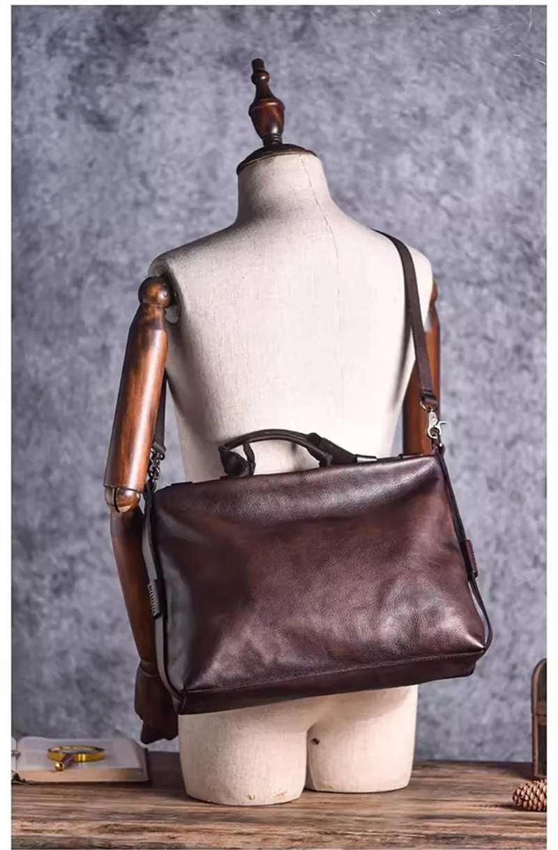 PNDME Designer Vintage Echtleder Aktentasche für Damen und Herren, Organizer, Luxus Rindsleder Arbeitstasche, Laptop-Messenger-Tasche, Handtasche – Detail 16