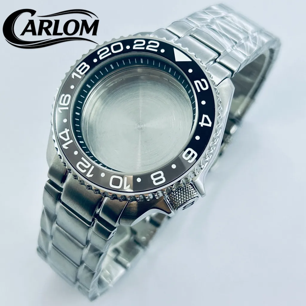 42mm NH Watch Case For NH34 NH35 NH36 NH38 NH39 NH70 NH72 Movement SKX007 S Crown 3.8 Crown Black GMT Ceramic Aluminum Bezel