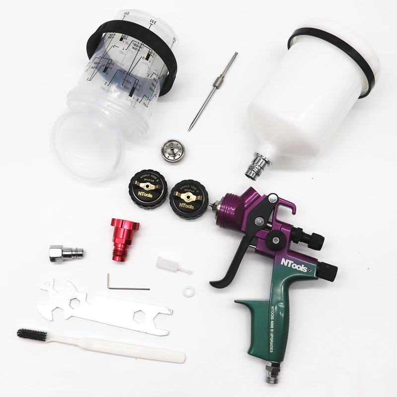 Spray Gun Nozzle 1.4 And1.8mm With 400CC Mix Tank and Adpater Car Paint Gun Varnish Paint Sprayer HV LP 4000B Air Spray Gun