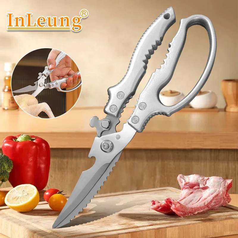 Küchenschere kann Walnussflasche öffnen, praktische Schere, Hühnerknochenschere, multifunktionale Fleisch- und Gemüse-Fischschere