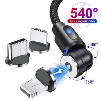 Lovebay 마그네틱 케이블 USB C 타입 케이블 2.4A 540 회전 마이크로 충전기 0.5M 1M 2M 충전 케이블, 아이폰 13 12 샤오미 화웨이용